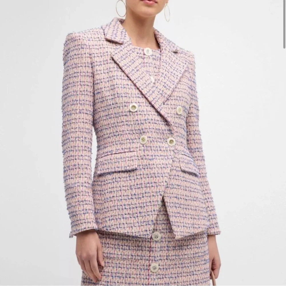 VERONICA BEARD Taja Tweed Pink Dickey Jacket Blazer 4 New with tags - Picture 4 of 10